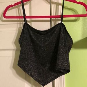 Black Glitter Tank Crop Top